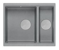 Quadri Newport II grigio, lavello in granito da 1,5 vasca, installazione sia a incasso che sottotop, 555x460mm con tappo in acciaio inossidabile 1208967469.