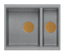 Quadri Newport II grigio 1,5 vasca in granito montaggio sopra e sotto lavabo 555x460mm con tappo in rame 1208967471