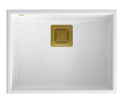 Quadri Quadrangle lavello da incasso in granito bianco 55x42cm con tappo dorato 1208967477