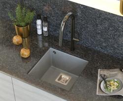 Quadri Quadrangle grigio granito sottopiano lavello 42x42cm con tappo in acciaio inox 1208967483