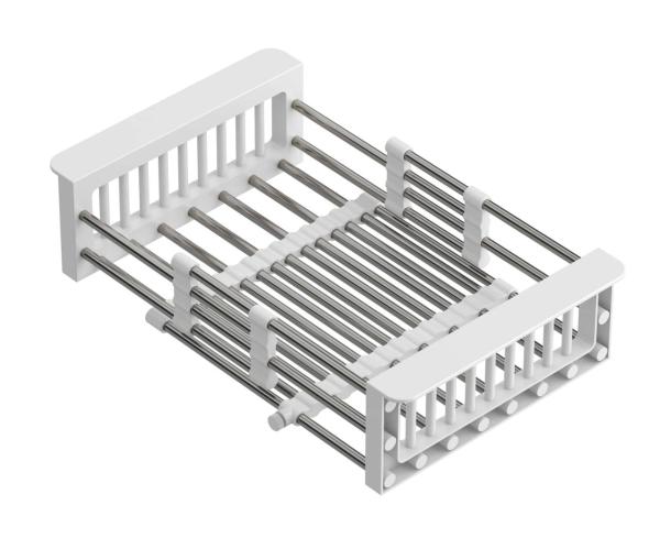 Quadri Universale vassoio estraibile cestello o cestino per residui in acciaio inossidabile con maniglie bianche, larghezza 225 mm, 1208967542