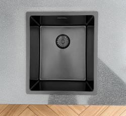 Lavello Pure.Sink Prestige PVD gun metal 34x40 cm raggio 10mm sottopiano, filo top e sopratop PPG3440-61.