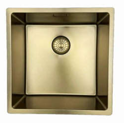 Pure.Sink Prestige lavello 40x40 cm PVD Oro raggio 10mm installazione sottopiano, filo top e da appoggio PPG4040-60