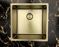 Pure.Sink Prestige lavello 40x40 cm PVD Oro raggio 10mm installazione sottopiano, filo top e da appoggio PPG4040-60