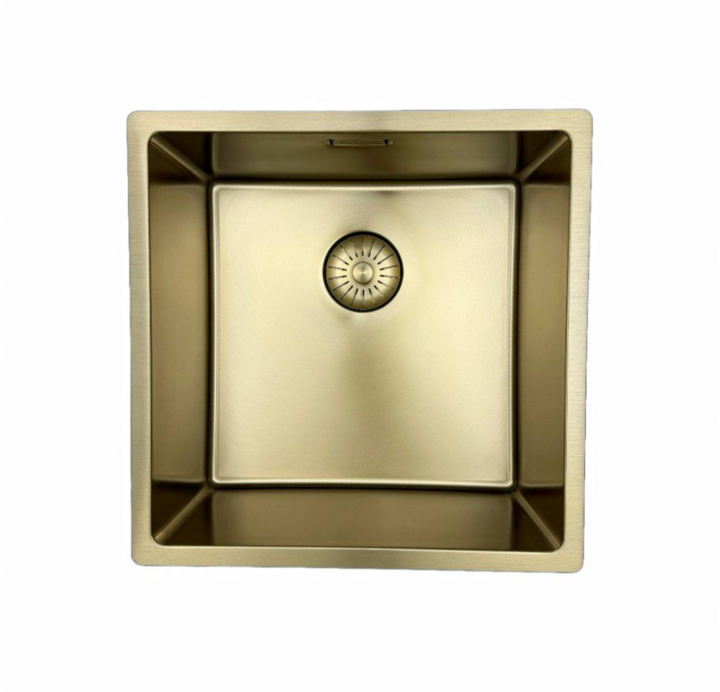 Pure.Sink Prestige lavello 40x40 cm PVD Oro raggio 10mm installazione sottopiano, filo top e da appoggio PPG4040-60