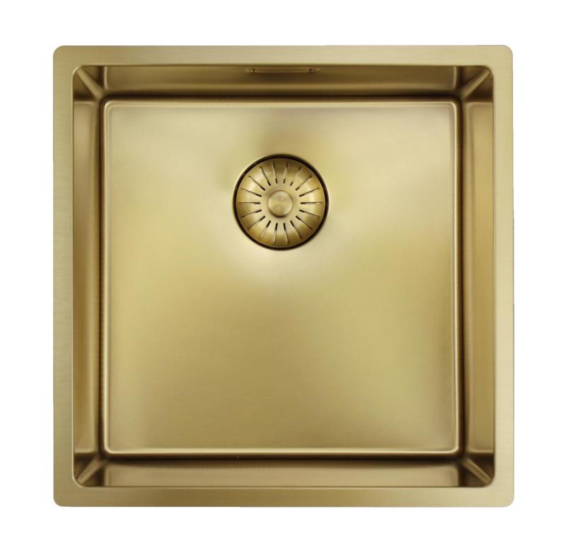 Pure.Sink Prestige lavello 40x40 cm PVD Oro raggio 10mm installazione sottopiano, filo top e da appoggio PPG4040-60