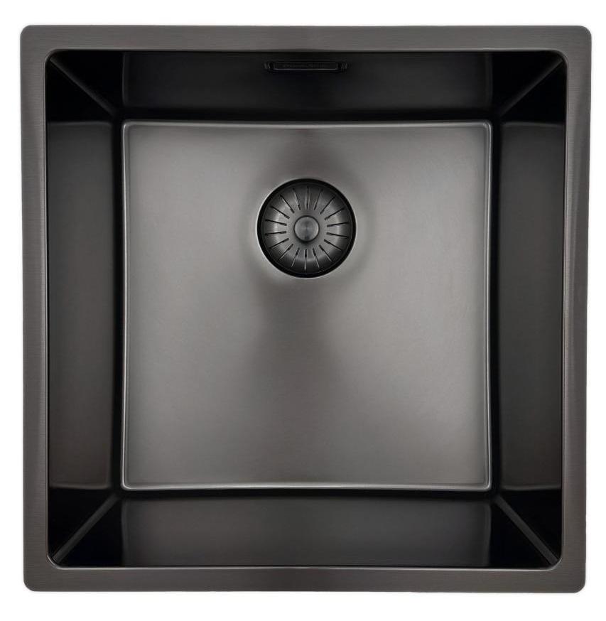 Lavello Pure.Sink Prestige 40x40 cm PVD Gun Metal raggio 10mm montaggio sottotop, filo-top e sopratop PPG4040-61. - Productafbeelding