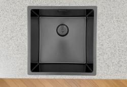 Lavello Pure.Sink Prestige 40x40 cm PVD Gun Metal raggio 10mm montaggio sottotop, filo-top e sopratop PPG4040-61.