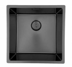 Lavello Pure.Sink Prestige 40x40 cm PVD Gun Metal raggio 10mm montaggio sottotop, filo-top e sopratop PPG4040-61.