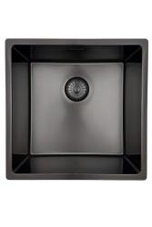 Lavello Pure.Sink Prestige 40x40 cm PVD Gun Metal raggio 10mm montaggio sottotop, filo-top e sopratop PPG4040-61.