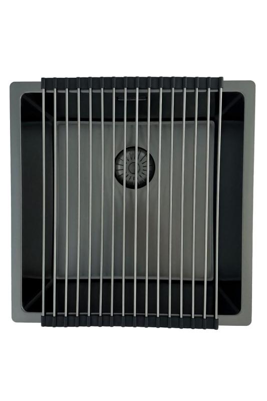 Lavello Pure.Sink Prestige 40x40 cm PVD Gun Metal raggio 10mm montaggio sottotop, filo-top e sopratop PPG4040-61.