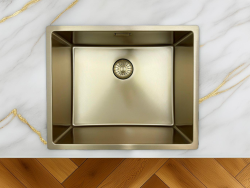 Pure.Sink Prestige lavello 50x40 cm PVD Oro raggio 10mm sottopiano, filo top e sopratop PPG5040-60