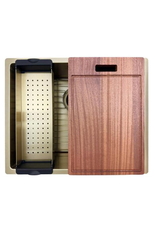 Pure.Sink Prestige lavello 50x40 cm PVD Oro raggio 10mm sottopiano, filo top e sopratop PPG5040-60