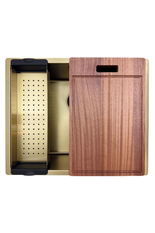 Pure.Sink Prestige lavello 50x40 cm PVD Oro raggio 10mm sottopiano, filo top e sopratop PPG5040-60