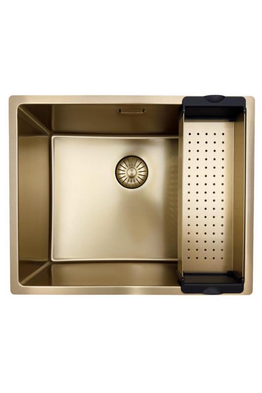 Pure.Sink Prestige lavello 50x40 cm PVD Oro raggio 10mm sottopiano, filo top e sopratop PPG5040-60