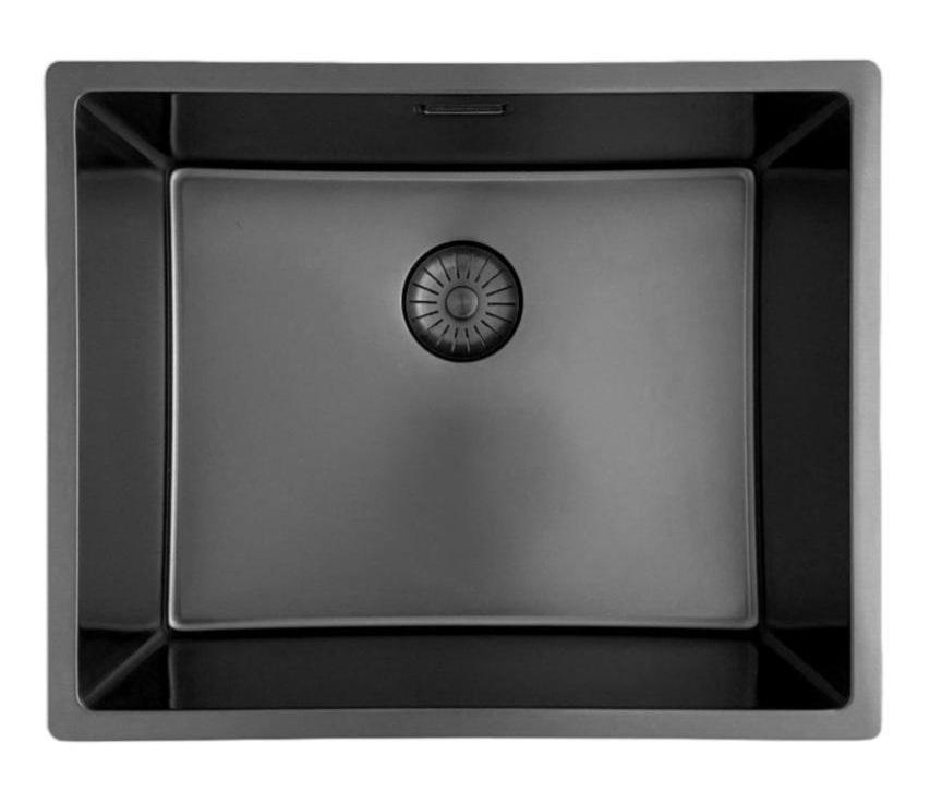 Pure.Sink Prestige lavello 50x40 cm PVD Gun Metal raggio 10 mm per installazione sottotop, filotop e sopratop PPG5040-61. - Productafbeelding