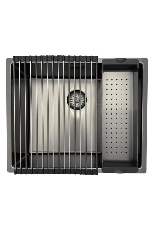 Pure.Sink Prestige lavello 50x40 cm PVD Gun Metal raggio 10 mm per installazione sottotop, filotop e sopratop PPG5040-61.