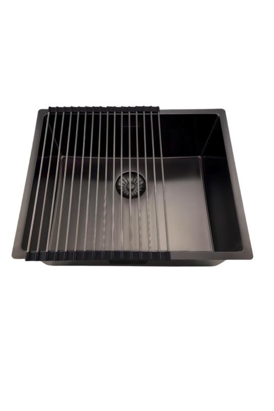 Pure.Sink Prestige lavello 50x40 cm PVD Gun Metal raggio 10 mm per installazione sottotop, filotop e sopratop PPG5040-61.
