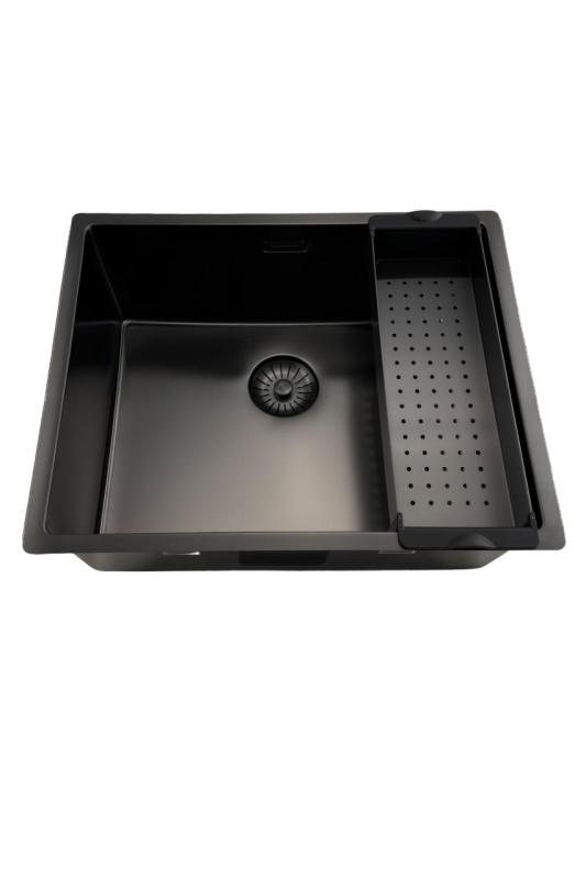 Pure.Sink Prestige lavello 50x40 cm PVD Gun Metal raggio 10 mm per installazione sottotop, filotop e sopratop PPG5040-61.