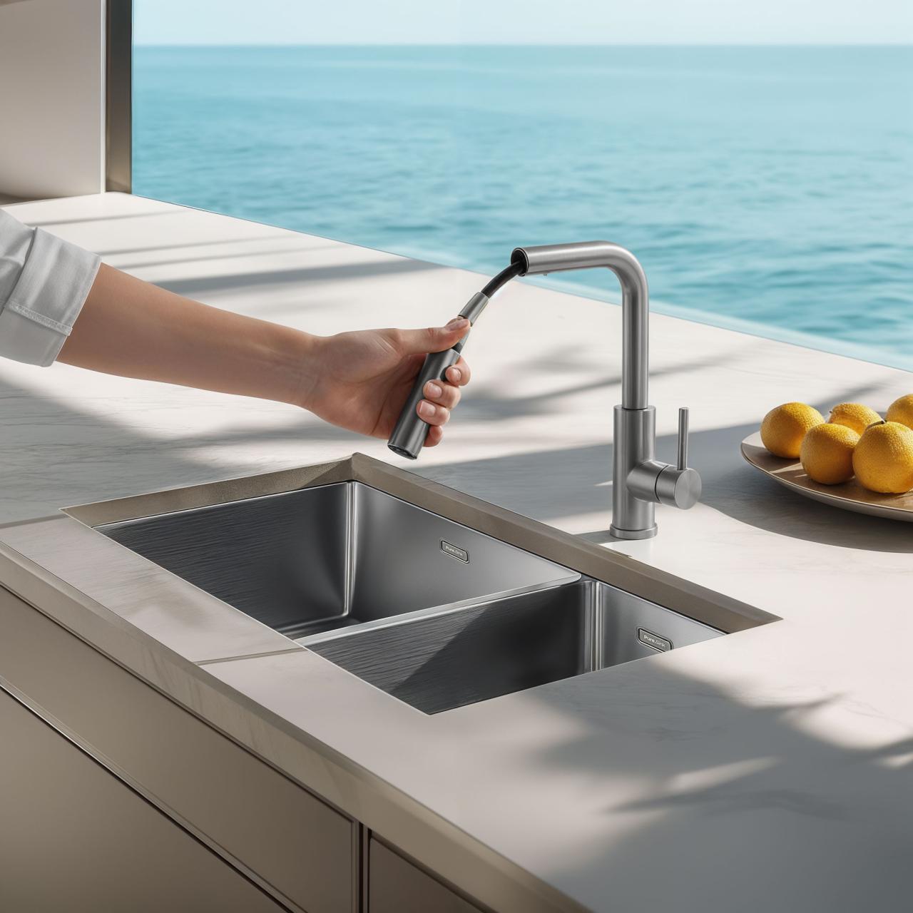 Pure.Sink Elite Steel Spark-S rubinetto da cucina in Acciaio Inox con bocca estraibile PS8041-02 - Productafbeelding 3