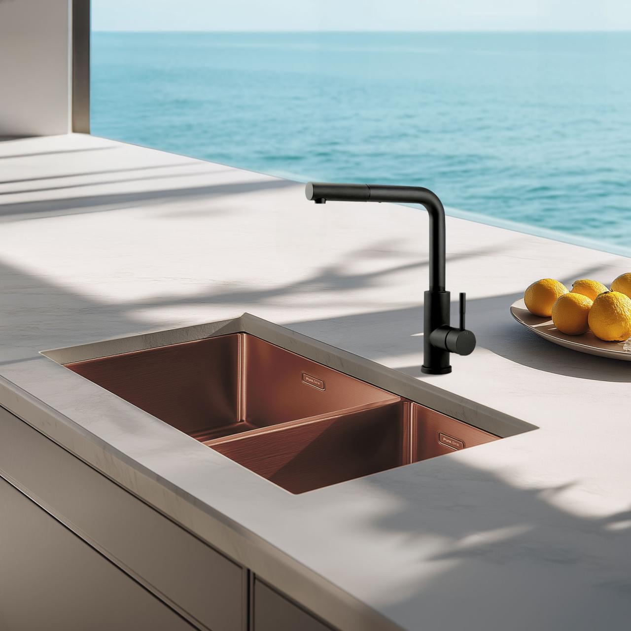 Pure.Sink Elite Steel Spark-S rubinetto da cucina Nero Opaco con bocca estraibile PS8041-10 - Productafbeelding 3