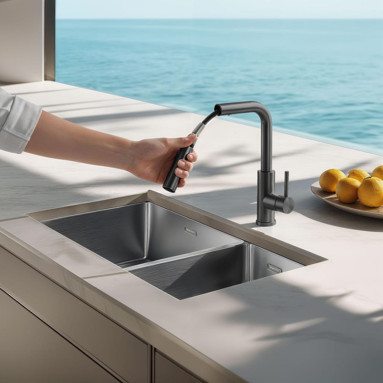 Pure.Sink Elite Steel Spark-S rubinetto da cucina PVD Gun Metal con bocca estraibile PS8041-61 - Productafbeelding 2