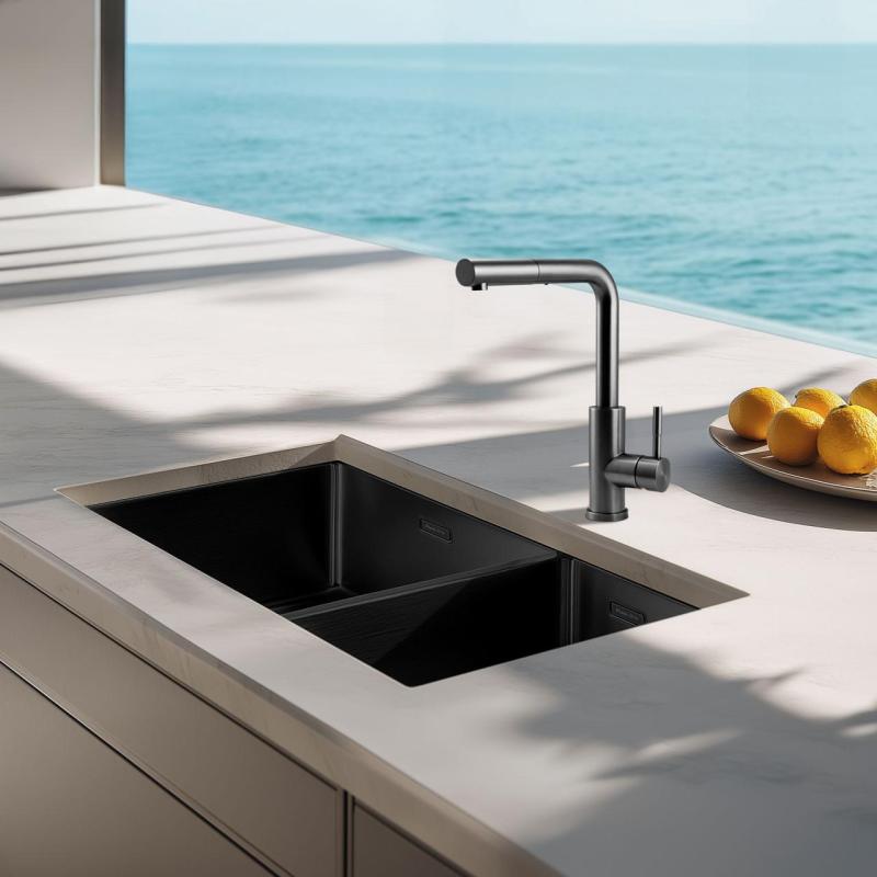 Pure.Sink Elite Steel Spark-S rubinetto da cucina PVD Gun Metal con bocca estraibile PS8041-61