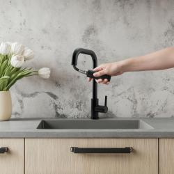 Pure.Sink Elite Steel Crystal-S rubinetto da cucina Nero Opaco con bocca estraibile PS8050-10