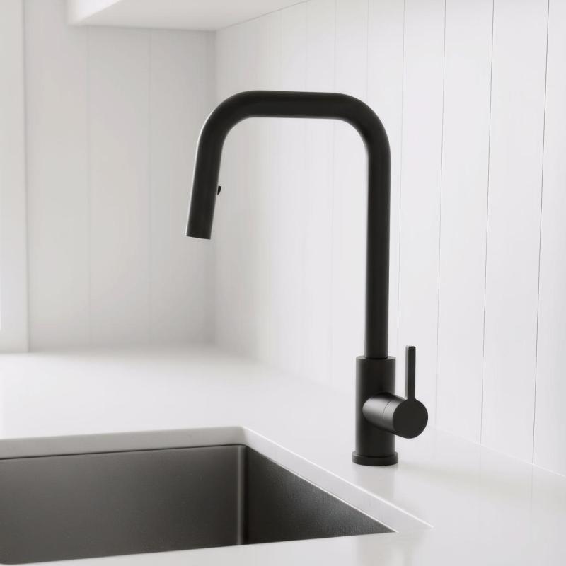 Pure.Sink Elite Steel Crystal-S rubinetto da cucina Nero Opaco con bocca estraibile PS8050-10