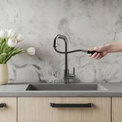 Rubinetto da cucina Pure.Sink Elite Steel Crystal-S PVD Gun Metal con doccetta estraibile PS8050-61