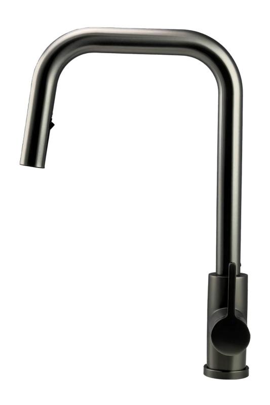 Rubinetto da cucina Pure.Sink Elite Steel Crystal-S PVD Gun Metal con doccetta estraibile PS8050-61