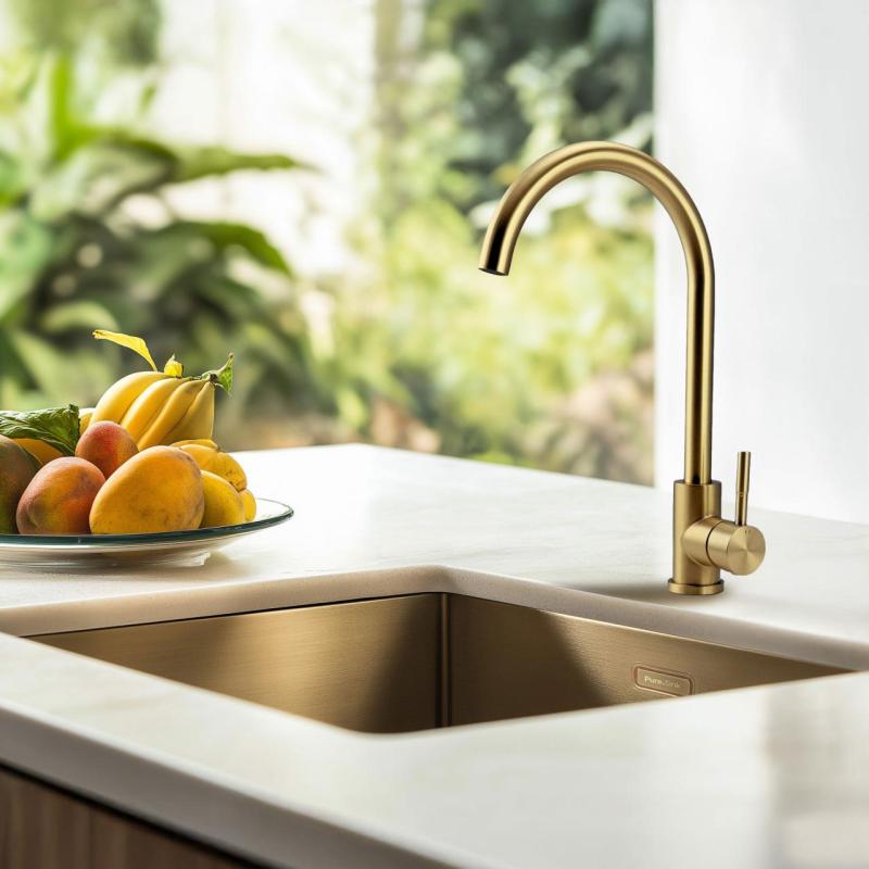 Rubinetto da cucina Pure.Sink Elite Steel Stream in acciaio PVD oro spazzolato PS8044-6