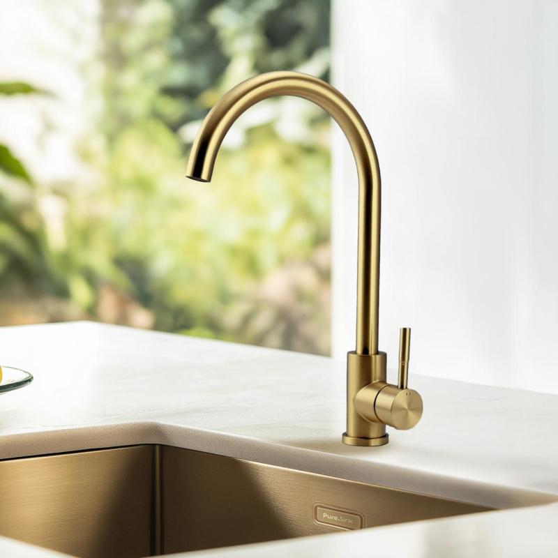 Rubinetto da cucina Pure.Sink Elite Steel Stream in acciaio PVD oro spazzolato PS8044-6