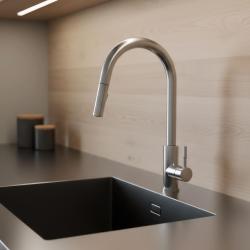 Pure.Sink Elite Steel Stream-S rubinetto da cucina in Acciaio Inox con bocca estraibile PS8045-02