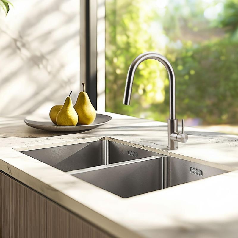 Pure.Sink Elite Steel Stream-S rubinetto da cucina in Acciaio Inox con bocca estraibile PS8045-02