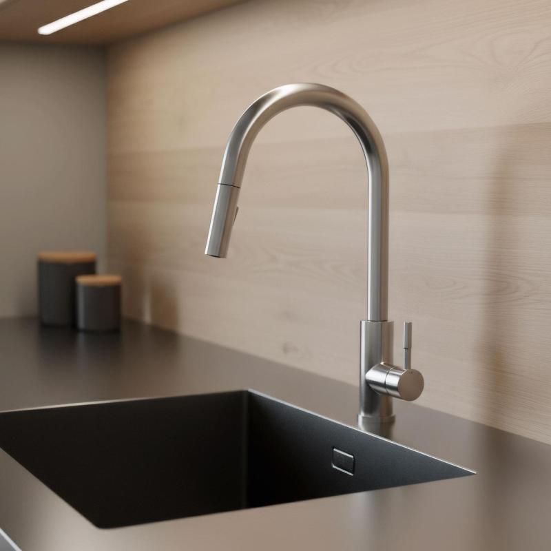 Pure.Sink Elite Steel Stream-S rubinetto da cucina in Acciaio Inox con bocca estraibile PS8045-02