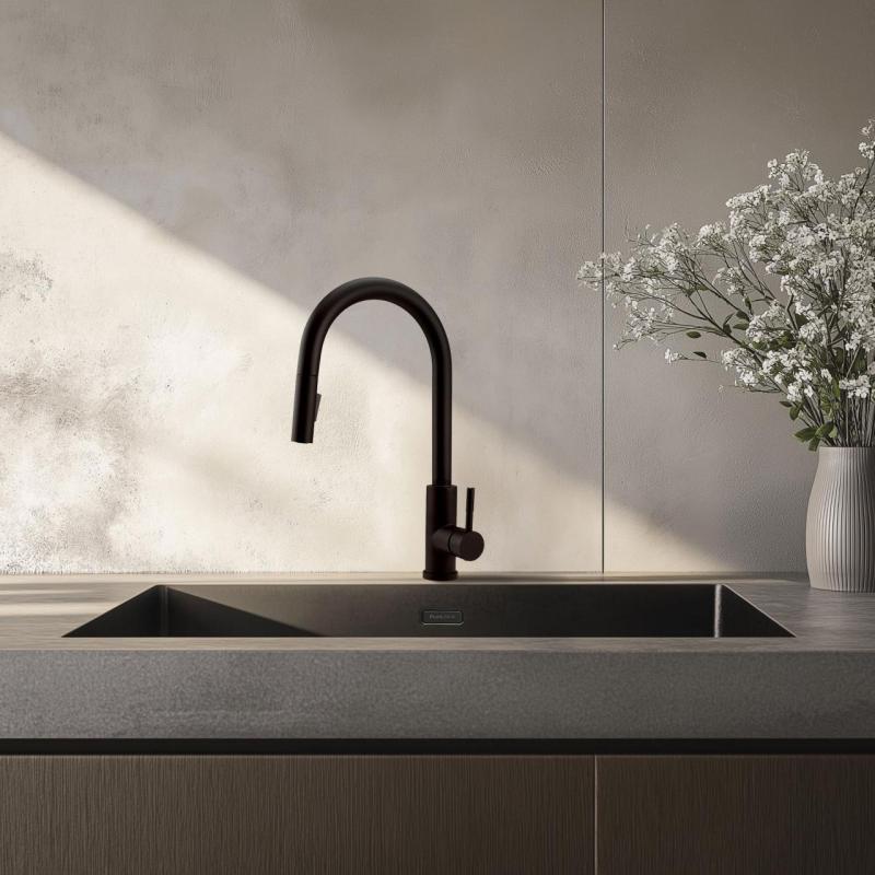Pure.Sink Elite Steel Stream-S rubinetto da cucina Nero opaco con doccetta estraibile PS8045-10