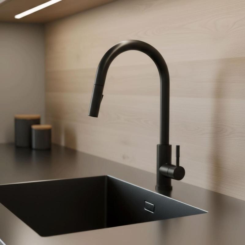 Pure.Sink Elite Steel Stream-S rubinetto da cucina Nero opaco con doccetta estraibile PS8045-10