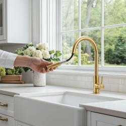 Pure.Sink Elite Steel Stream-S rubinetto da cucina PVD Oro Spazzolato con bocca estraibile PS8045-60