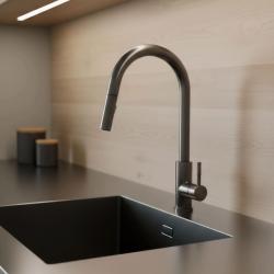 Pure.Sink Elite Steel Stream-S rubinetto da cucina PVD Gun Metal con bocca estraibile PS8045-61