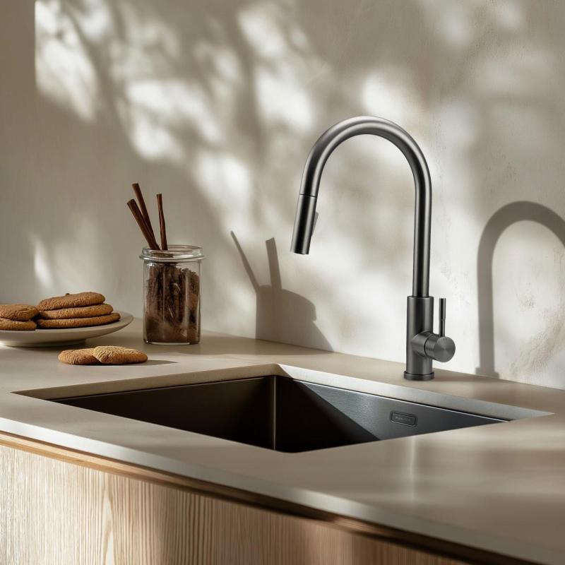 Pure.Sink Elite Steel Stream-S rubinetto da cucina PVD Gun Metal con bocca estraibile PS8045-61