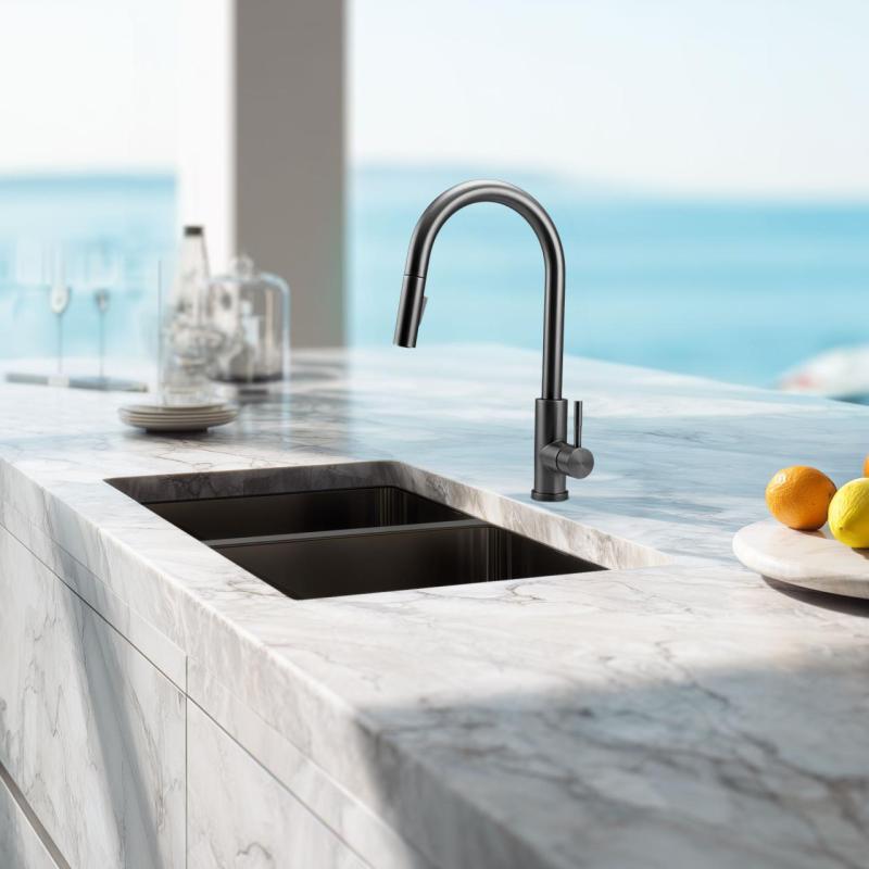 Pure.Sink Elite Steel Stream-S rubinetto da cucina PVD Gun Metal con bocca estraibile PS8045-61