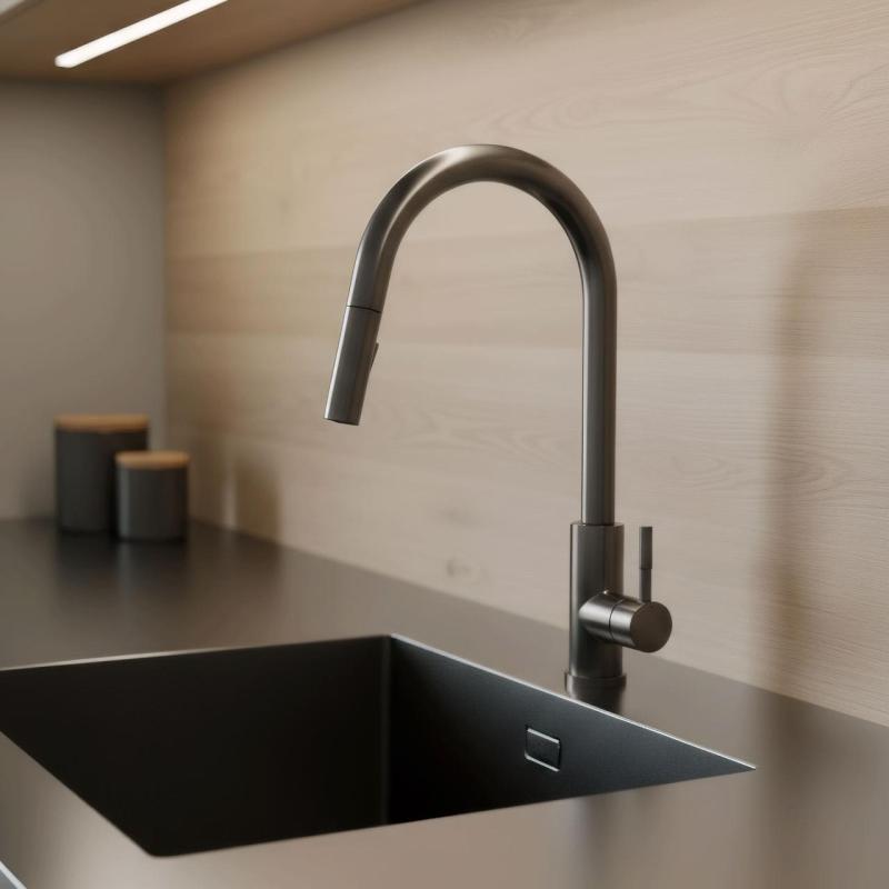 Pure.Sink Elite Steel Stream-S rubinetto da cucina PVD Gun Metal con bocca estraibile PS8045-61