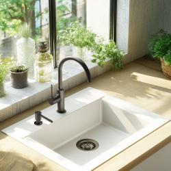 Distributore di sapone da incasso Pure.Sink Elite Steel Shine, ricaricabile dall'alto, in metallo canna di fucile PVD, modello PS9010-61.