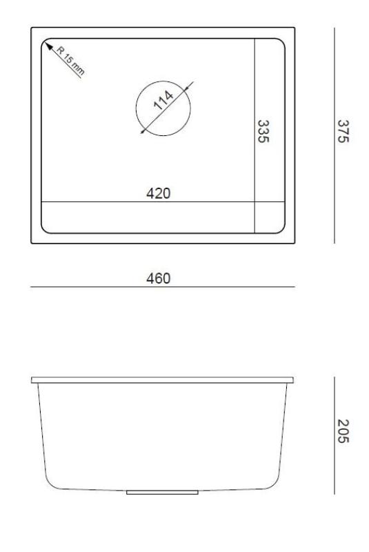 Quadri Elston Antracite Lavello da Incasso in Granito 420x335mm con Tappo in Acciaio Inox 1208967660
