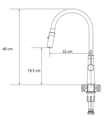 Rubinetto da cucina Quadri Preston in acciaio inossidabile con 2 modalità, beccuccio flessibile beige 1208967661.