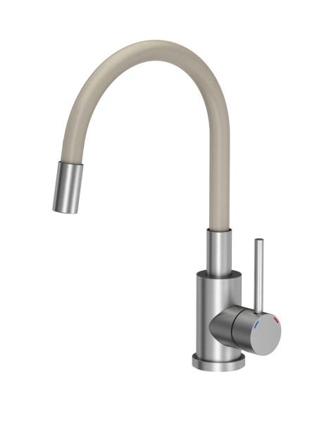 Quadri Bristol Rubinetto da Cucina in Acciaio Inox con Beccuccio Flessibile Beige 1208967664