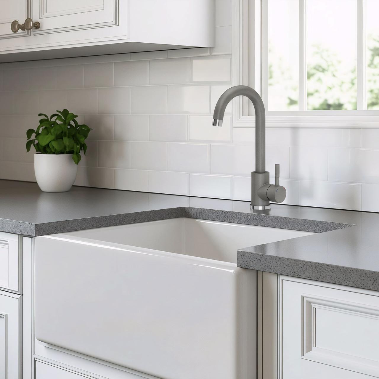 Quadri Coventry Rubinetto da Cucina Grigio con Beccuccio Girevole 1208967666 - Productafbeelding 2