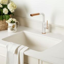 Rubinetto da cucina Quadri Stamford bianco con finitura in rame PVD e beccuccio estraibile 1208967687