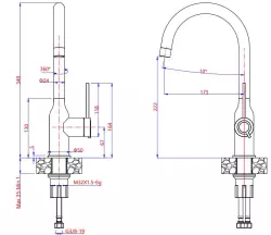 Quadri Stamford Rubinetto da Cucina Bianco con Finitura in Rame con Bocca Rotante Rotonda 1208967711